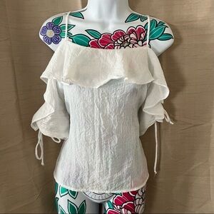 Sage White Cold Shoulder Blouse